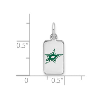 Sterling Silver Rhodium-plated NHL LogoArt Dallas Stars Enamel Tag Pendant