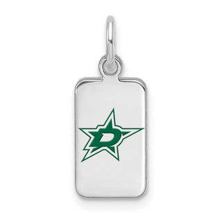Sterling Silver Rhodium-plated NHL LogoArt Dallas Stars Enamel Tag Pendant