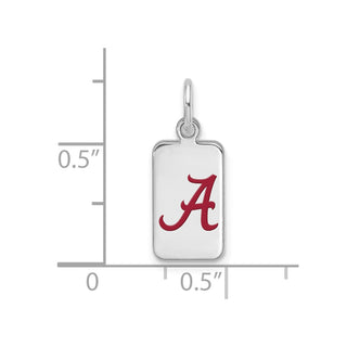 Sterling Silver Rhodium-plated LogoArt University of Alabama Enamel Tag Pendant