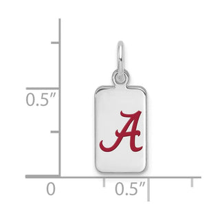 Sterling Silver Rhodium-plated LogoArt University of Alabama Enamel Tag Pendant