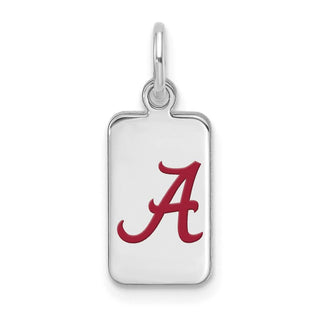 Sterling Silver Rhodium-plated LogoArt University of Alabama Enamel Tag Pendant