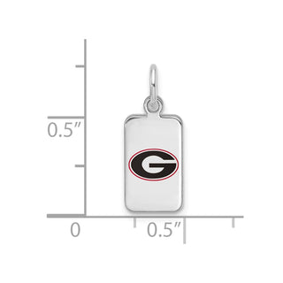 Sterling Silver Rhodium-plated LogoArt University of Georgia Enamel Tag Pendant