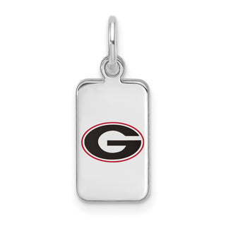 Sterling Silver Rhodium-plated LogoArt University of Georgia Enamel Tag Pendant