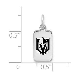 Sterling Silver Rhodium-plated NHL LogoArt Vegas Golden Knights Enamel Tag Pendant
