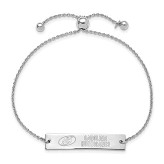 Sterling Silver Rhodium-plated NHL LogoArt Carolina Hurricanes Name Bar Adj Bracelet