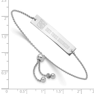 Sterling Silver Rhodium-plated NHL LogoArt New York Rangers Name Bar Adj Bracelet