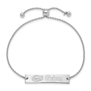 Sterling Silver Rhodium-plated LogoArt University of Florida Name Bar Adj Bracelet