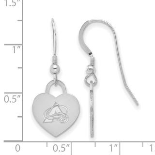 Sterling Silver Rhodium-plated NHL LogoArt Colorado Avalanche Heart Dangle Earrings