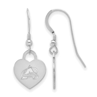 Sterling Silver Rhodium-plated NHL LogoArt Colorado Avalanche Heart Dangle Earrings