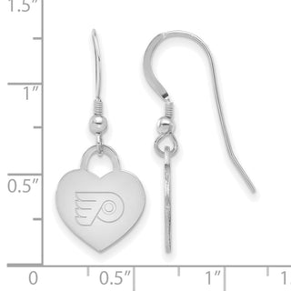 Sterling Silver Rhodium-plated NHL LogoArt Philadelphia Flyers Heart Dangle Earrings