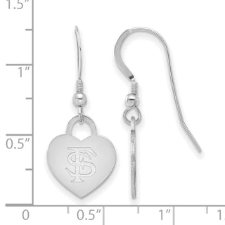 Sterling Silver Rhodium-plated LogoArt Florida State University Heart Dangle Earrings