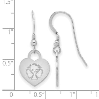 Sterling Silver Rhodium-plated NHL LogoArt Buffalo Sabres Heart Dangle Earrings