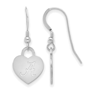 Sterling Silver Rhodium-plated LogoArt University of Alabama Heart Dangle Earrings