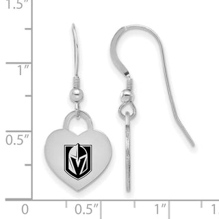 Sterling Silver Rhodium-plated NHL LogoArt Vegas Golden Knights Enamel Dangle Earrings