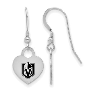 Sterling Silver Rhodium-plated NHL LogoArt Vegas Golden Knights Enamel Dangle Earrings