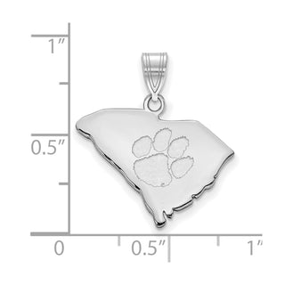 Sterling Silver Rhodium-plated LogoArt Clemson University State Pendant