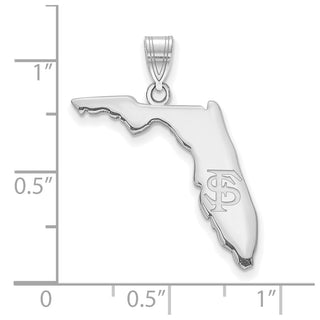 Sterling Silver Rhodium-plated LogoArt Florida State University State Pendant