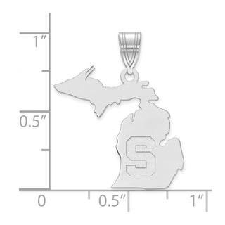 Sterling Silver Rhodium-plated LogoArt Michigan State University State Pendant