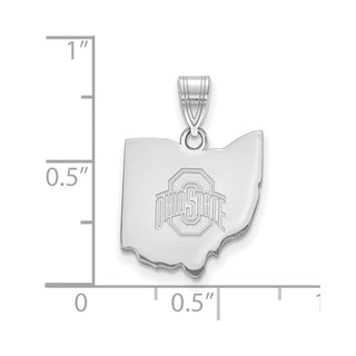 Sterling Silver Rhodium-plated LogoArt The Ohio State Univ State Pendant