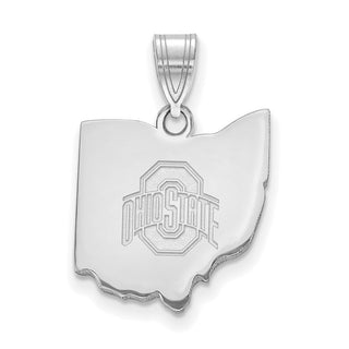 Sterling Silver Rhodium-plated LogoArt The Ohio State Univ State Pendant