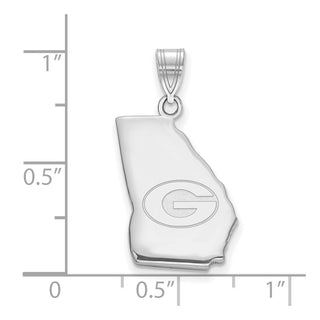 Sterling Silver Rhodium-plated LogoArt University of Georgia State Pendant