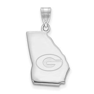 Sterling Silver Rhodium-plated LogoArt University of Georgia State Pendant