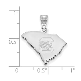Sterling Silver Rhodium-plated LogoArt University of South Carolina State Pendant