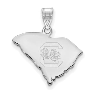 Sterling Silver Rhodium-plated LogoArt University of South Carolina State Pendant