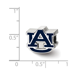 Sterling Silver Rhodium-plated LogoArt Auburn University A-U Enameled Logo Bead
