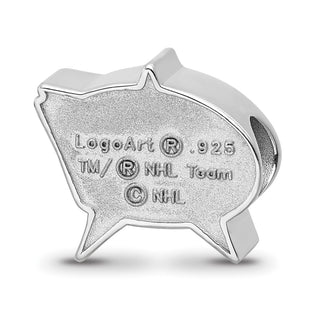 Sterling Silver Rhodium-plated NHL LogoArt Columbus Blue Jackets Enameled Logo Bead