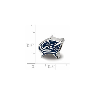 Sterling Silver Rhodium-plated NHL LogoArt Columbus Blue Jackets Enameled Logo Bead