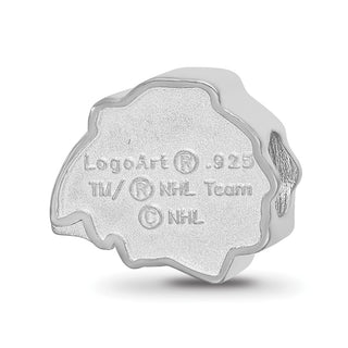 Sterling Silver Rhodium-plated NHL LogoArt Chicago Blackhawks Enameled Logo Bead