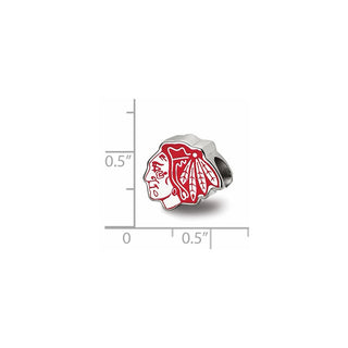 Sterling Silver Rhodium-plated NHL LogoArt Chicago Blackhawks Enameled Logo Bead