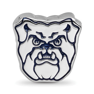 Sterling Silver Rhodium-plated LogoArt Butler University Bulldog Enameled Bead