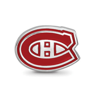 Sterling Silver Rhodium-plated NHL LogoArt Montreal Canadiens Enameled Bead