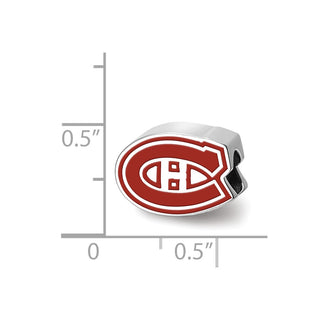 Sterling Silver Rhodium-plated NHL LogoArt Montreal Canadiens Enameled Bead