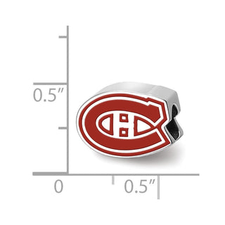 Sterling Silver Rhodium-plated NHL LogoArt Montreal Canadiens Enameled Bead