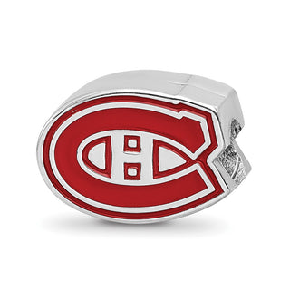 Sterling Silver Rhodium-plated NHL LogoArt Montreal Canadiens Enameled Bead