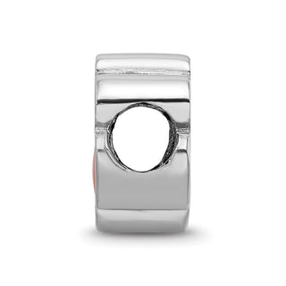 Sterling Silver Rhodium-plated LogoArt Clemson University Tiger Paw Enameled Logo Bead