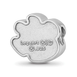 Sterling Silver Rhodium-plated LogoArt Clemson University Tiger Paw Enameled Logo Bead
