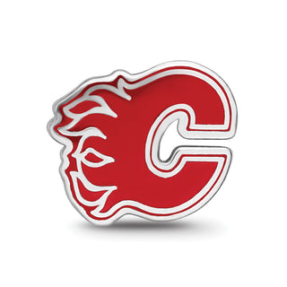 Sterling Silver NHL LogoArt Calgary Flames Letter C Enameled Bead
