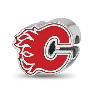 Sterling Silver NHL LogoArt Calgary Flames Letter C Enameled Bead