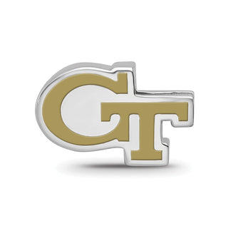 Sterling Silver Rhodium-plated LogoArt Georgia Institute of Technology G-T Enameled Bead