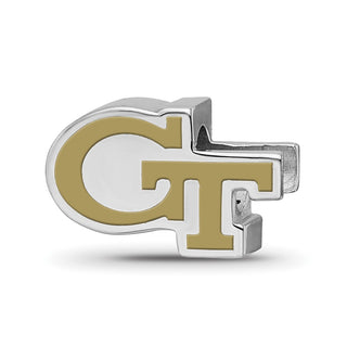 Sterling Silver Rhodium-plated LogoArt Georgia Institute of Technology G-T Enameled Bead