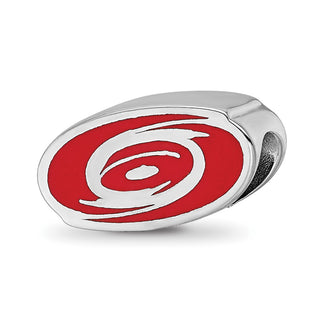 Sterling Silver NHL LogoArt Carolina Hurricanes Enameled Logo Bead