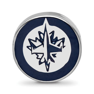 Sterling Silver Rhodium-plated NHL LogoArt Winnipeg Jets Enameled Bead