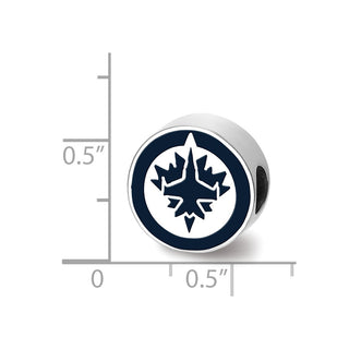 Sterling Silver Rhodium-plated NHL LogoArt Winnipeg Jets Enameled Bead