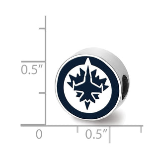 Sterling Silver Rhodium-plated NHL LogoArt Winnipeg Jets Enameled Bead