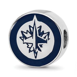 Sterling Silver Rhodium-plated NHL LogoArt Winnipeg Jets Enameled Bead