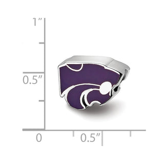 Sterling Silver Rhodium-plated LogoArt Kansas State University Wildcat Enameled Logo Bead